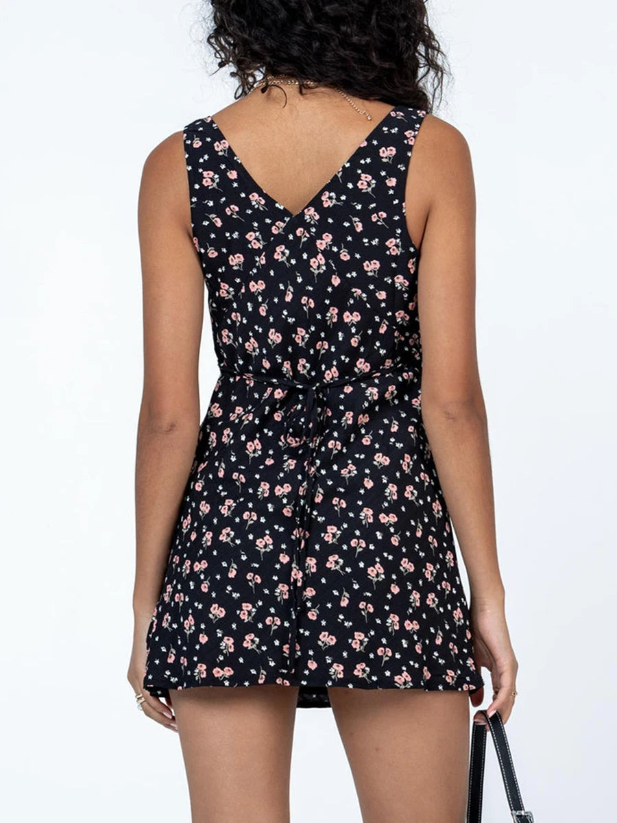 Floral Spaghetti Strap Mini Dress for Women, Casual Summer A-Line