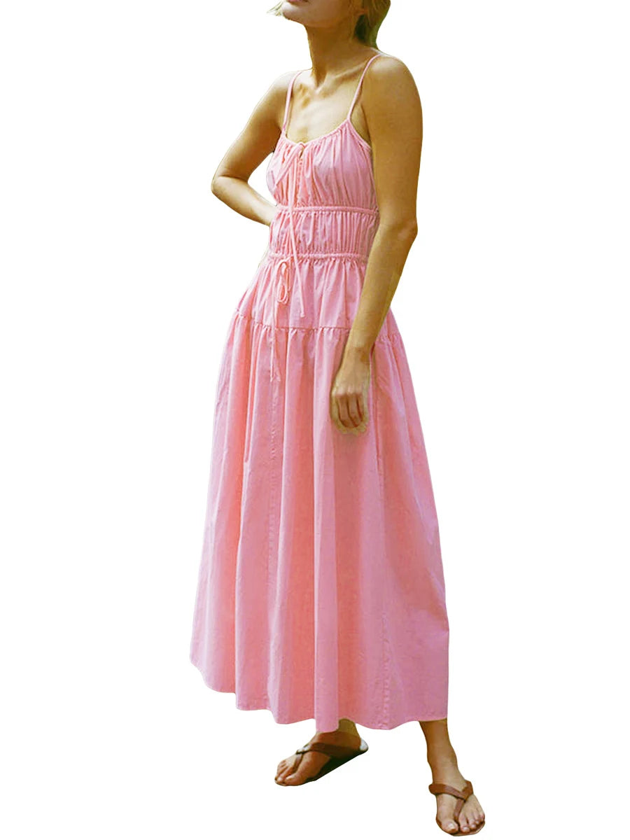 Women's Sleeveless A-line Summer Dress with Pockets - Image 3