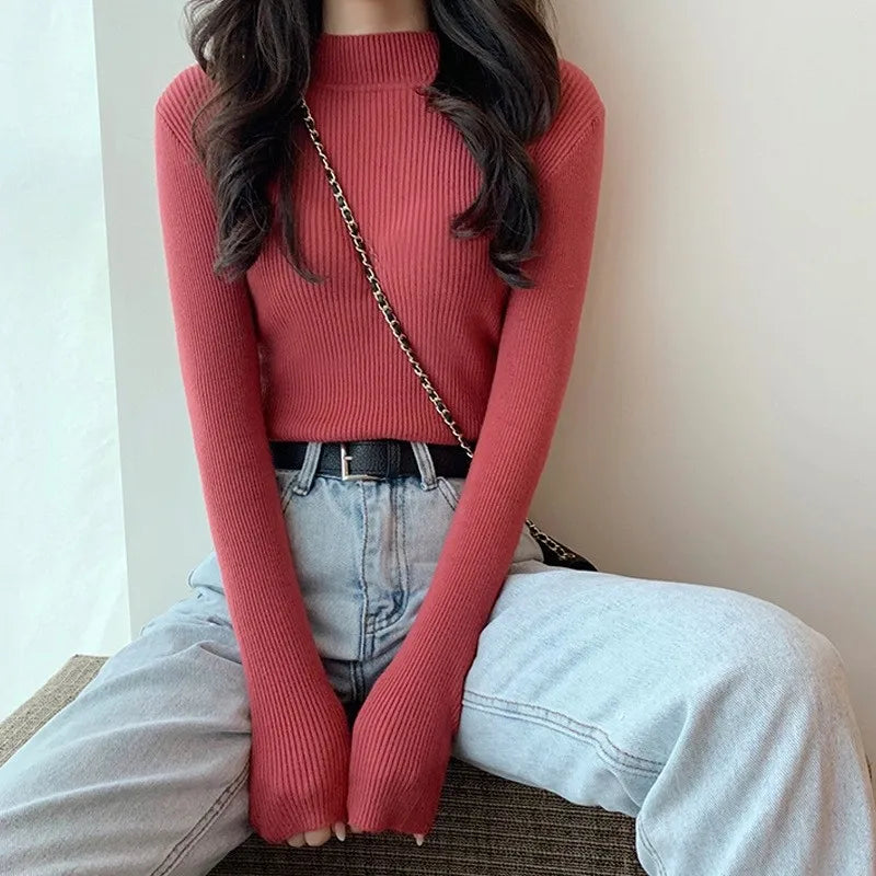 Harajuku turtleneck sweater for women - slim long sleeve knit - Image 11