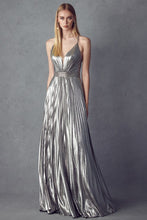 Charcoal Pleated V-neck Prom Evening Dress