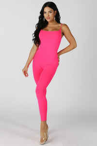 neon pink jumpsuit