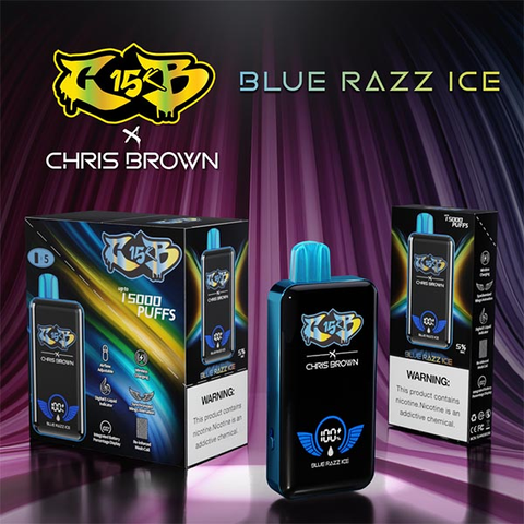 chris brown cb15k disposable vape Blue Razz Ice flavor