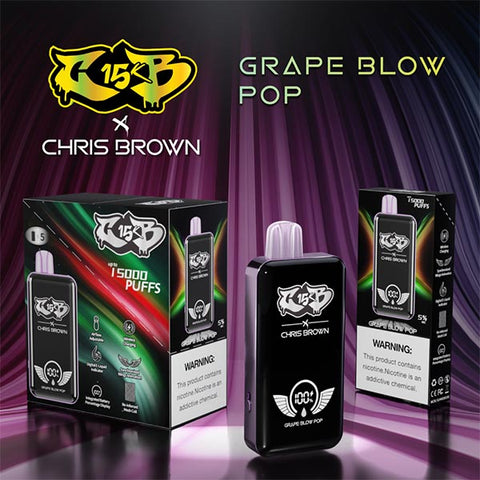 chris brown cb15k disposable vape grape blow pop flavor