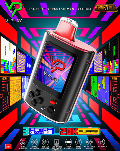 pac man craftbox v-play 20k disposable vape with full-hd led display