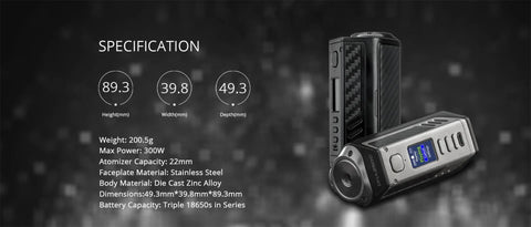 Lost Vape Triade 250W DNA MOD Specs