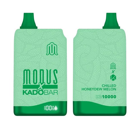 A MODUS X KADOBAR KB10000 product in Chilled Honeydew Melon flavor, shown from the front and back.