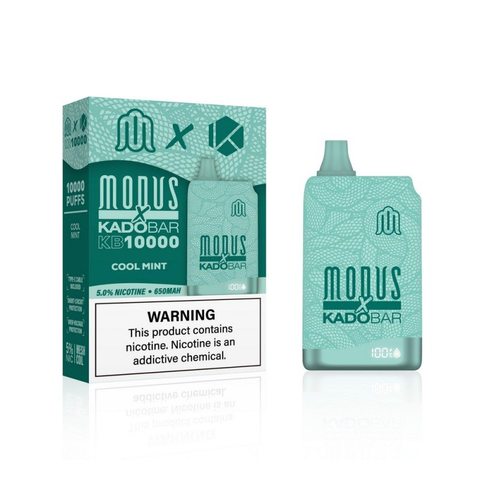 A MODUS X KADOBAR KB10000 product in Cool Mint flavor, with packaging box on the left side.