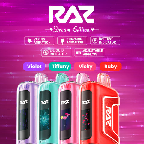 Raz TN9000 Dream Edition flavors, new flavors of raz tn9000, ruby flavor, violet fllavor,tiffany flavor, vicky flavor