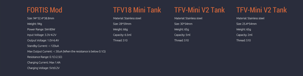 Text over a dark background describing SMOK tank specifications.