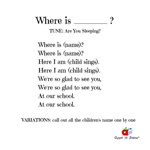 preschool song where is