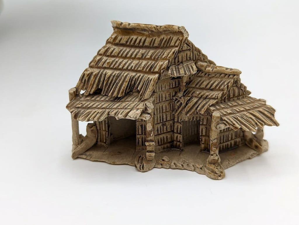 Rustic clay hut, figurine for bonsai. Miniature bonsai decorations for your bonsai scene