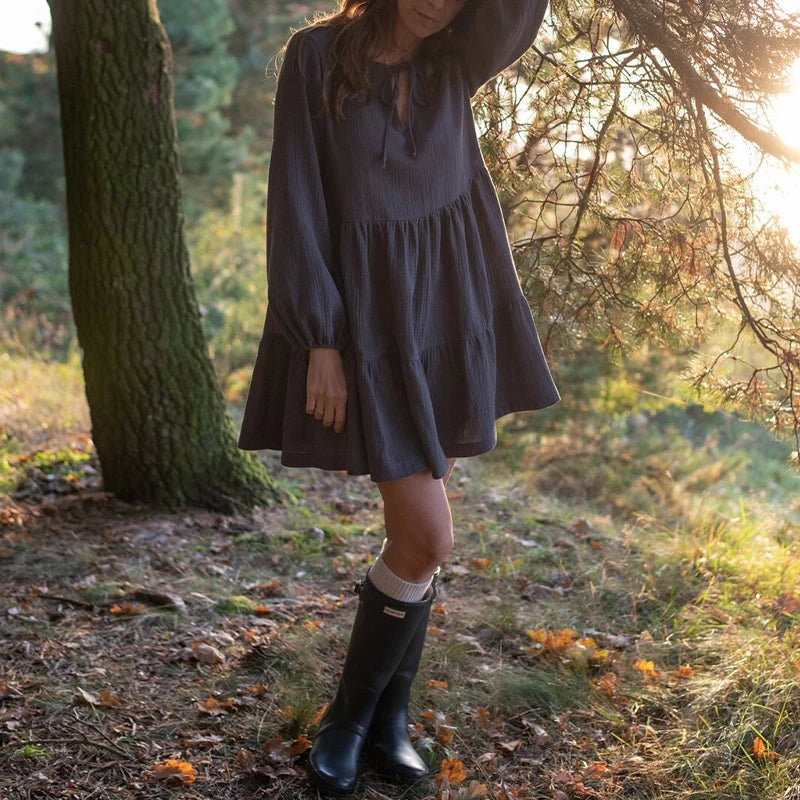 Women's V-Neck Long Sleeve Ruffle Dress for Holiday Beach Party - Image 4