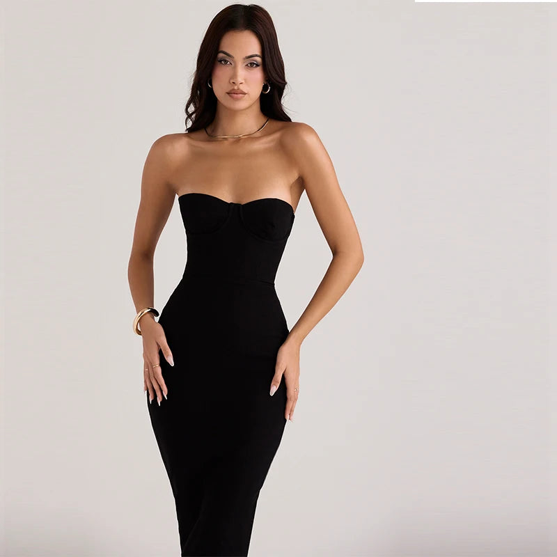 Black Sleeveless Bodycon Maxi Dress for Summer Clubwear - Image 3