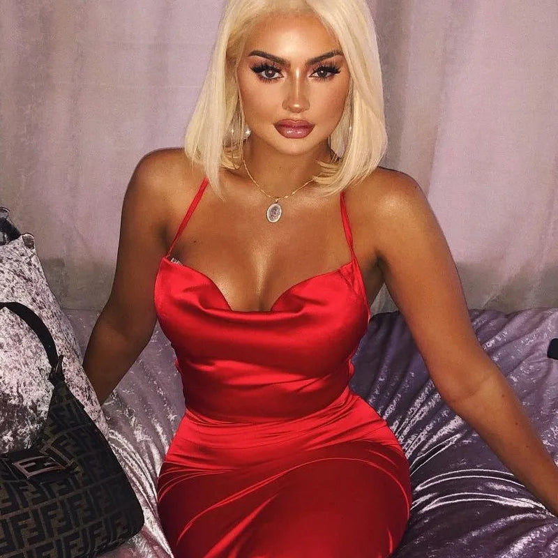 Satin Slip Backless Maxi Dress for Women: Summer Sexy Bodycon - Image 3