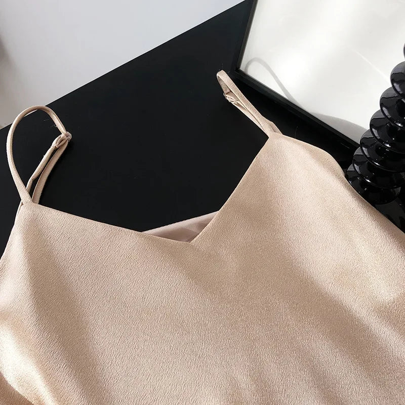Satin V Neck Sleeveless Women's Summer Party Dress - Image 4