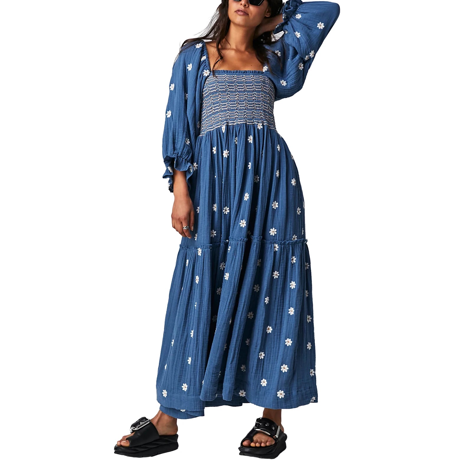 Autumn Embroidered Long Sleeve Swing Dress for Women - Image 14