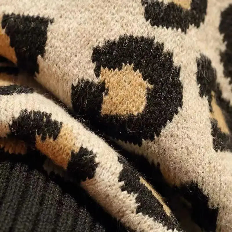 Cozy Leopard Print Knit Sweater for Women - Autumn/Winter Fashion - Image 7