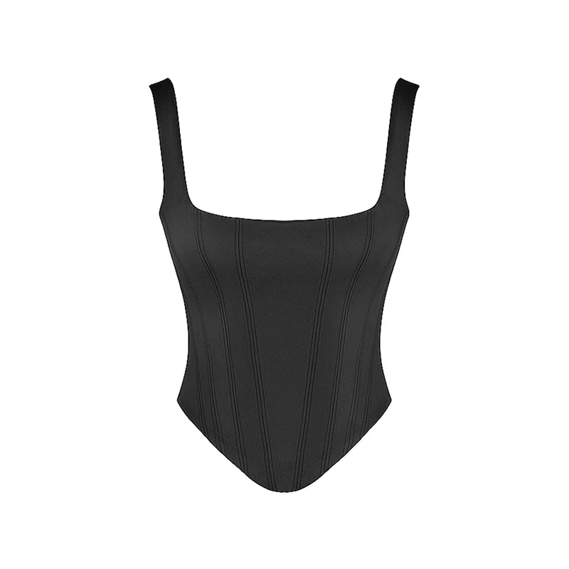 Black camisole corset bandage top for summer evening parties. - Image 4