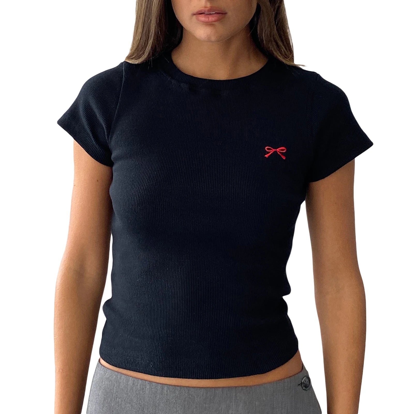 Adorable Embroidered Bow Crop Tops for Women, Summer Collection - Image 9
