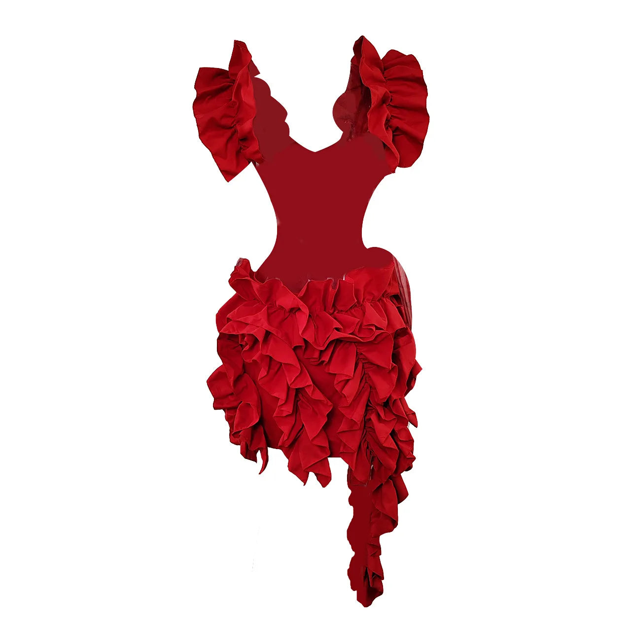 Tiered ruffles party dress: Sexy V-neck, backless, high-low style - Image 6