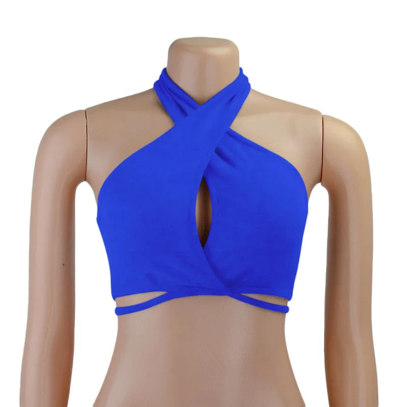Women's Sexy Cross Halterneck Bandage Summer Tops - Image 13