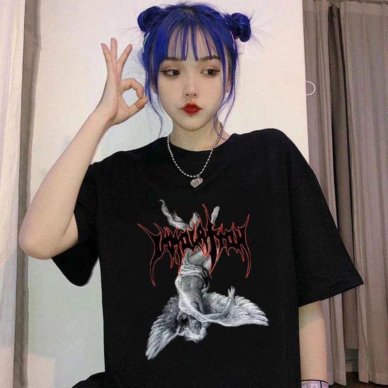 Summer Gothic Kawaii Fallen Angel Punk Chic Tee Collection - Image 3