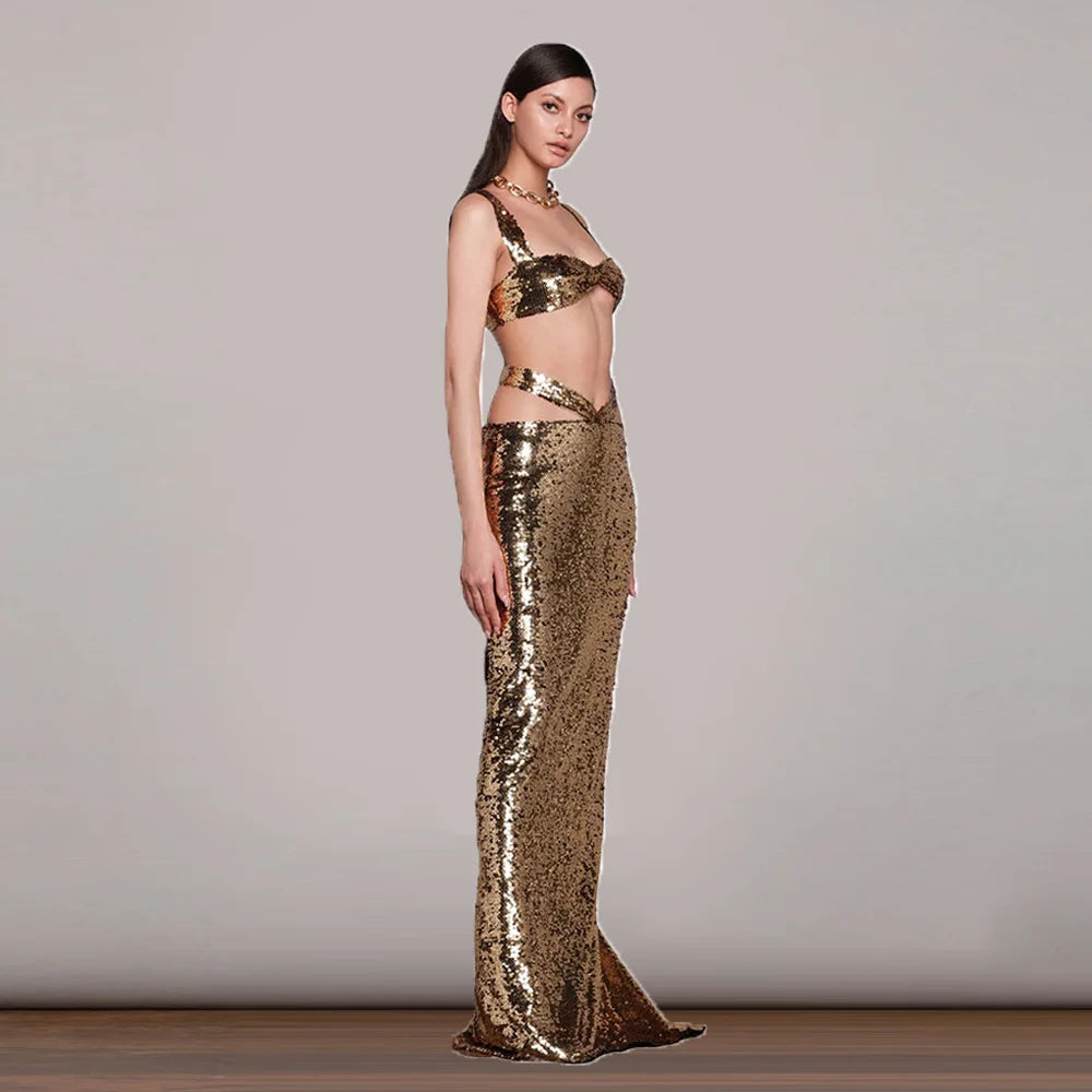 Luxury Sequins 2 Piece Evening Party Dres Suits for Women - Image 3