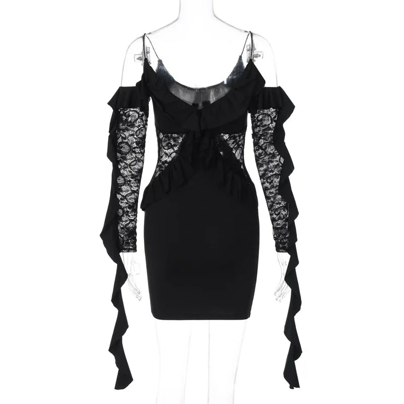 Ruffles Mini Party Dress: Spaghetti Straps Backless Clubwear Outfit - Image 5