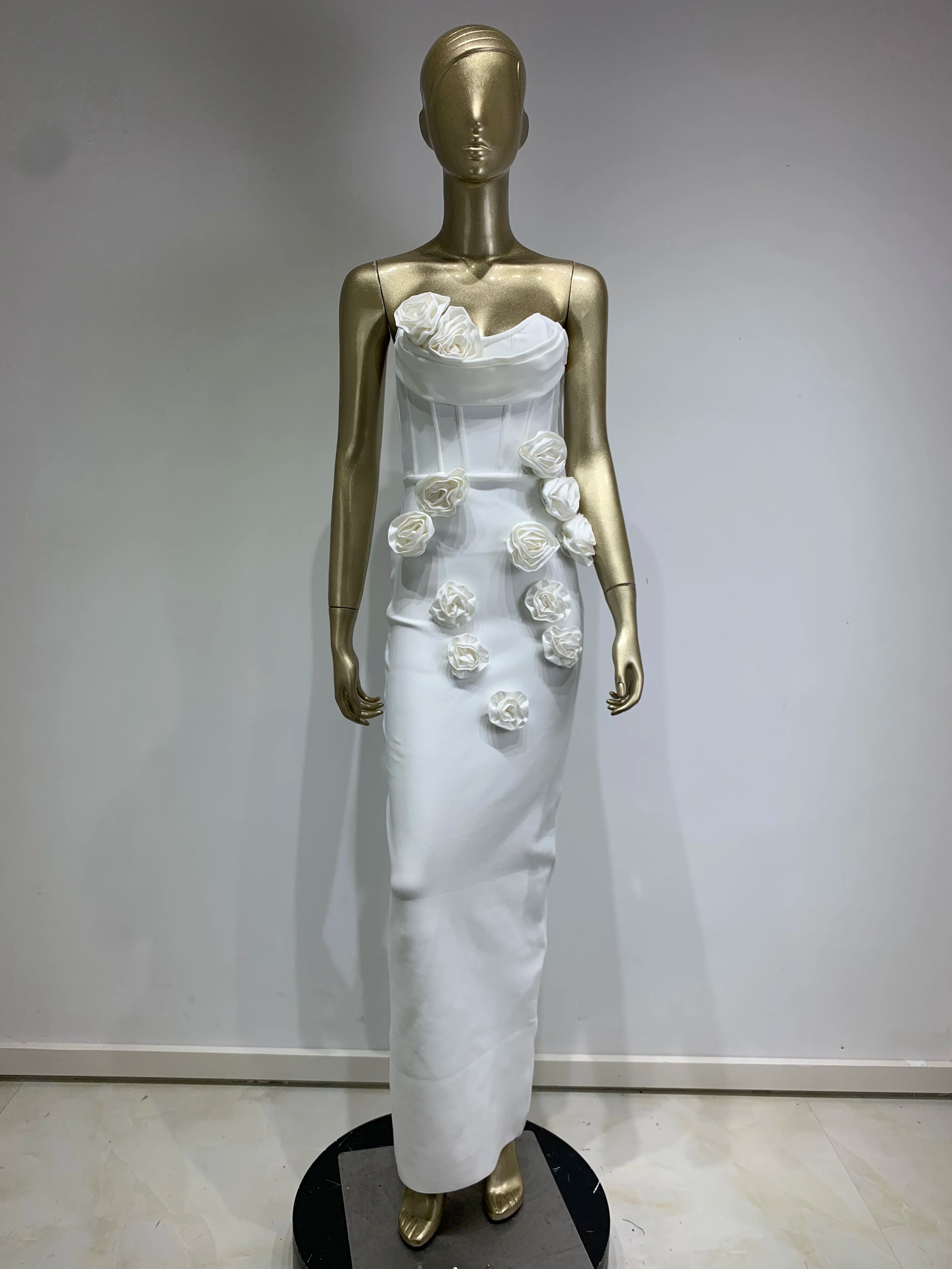 Strapless Flower Bodycon Bandage Dress - Summer Evening Party Dress - Image 4