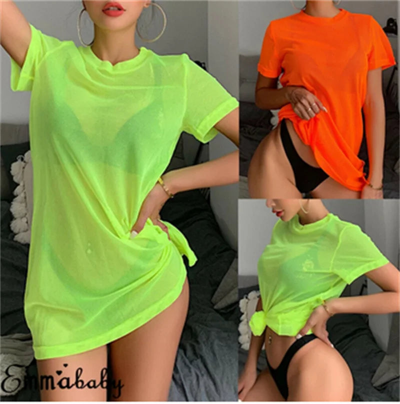 Transparent Sheer Cover Up Swimsuit Top for Women