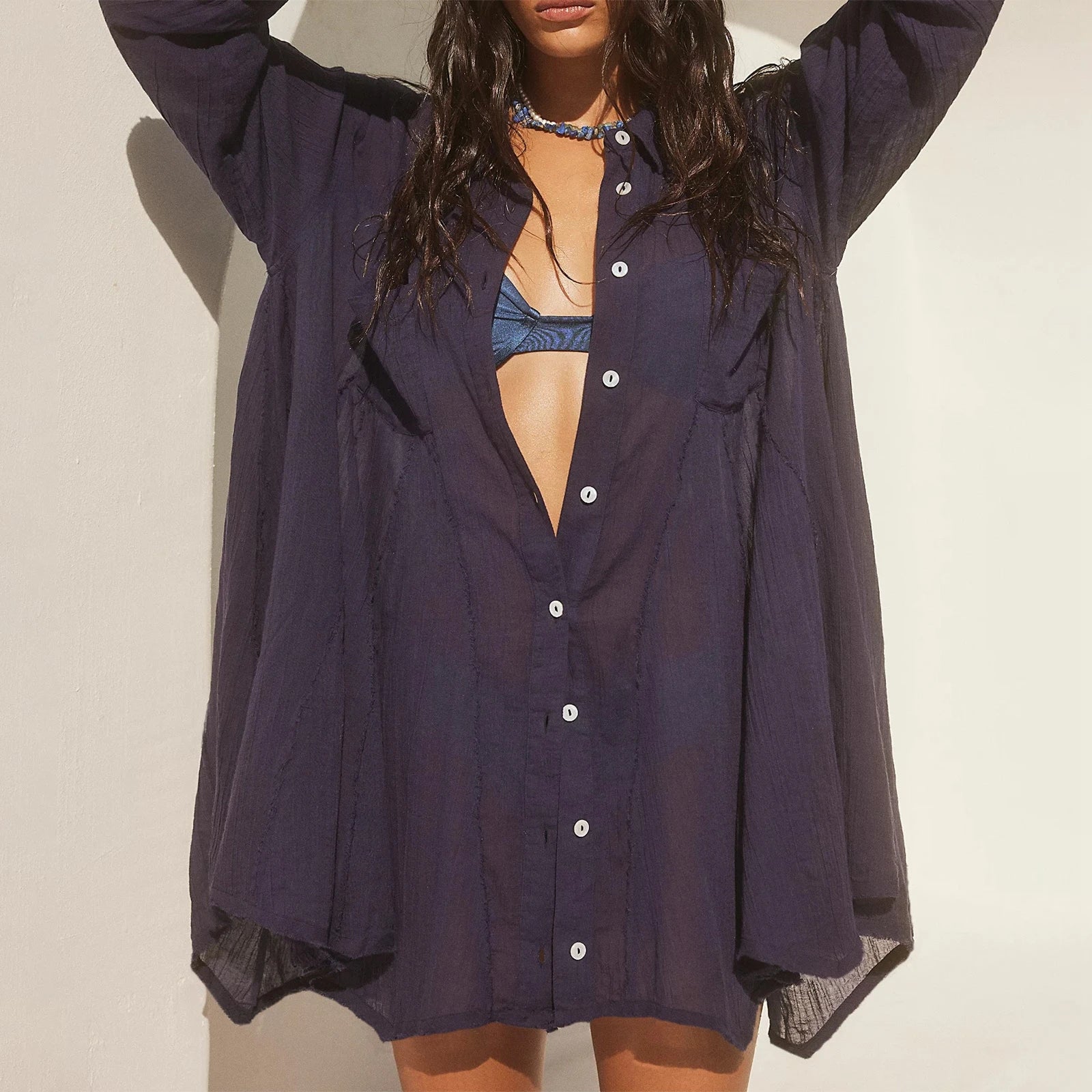 Spring Summer Women's Sun Protection Shirt Dress Cover-Up