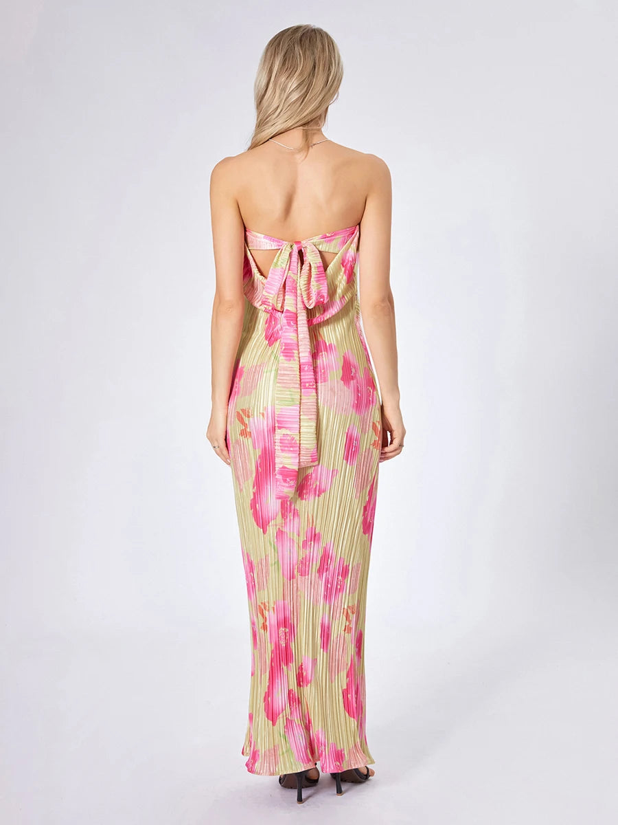 Boho Solid/Floral Long Fitted Dress for Evening and Beach Parties - Image 3