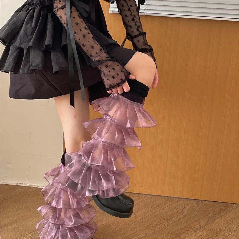 Japanese Lolita Ruffled Knee High Socks for Women Harajuku - Image 11