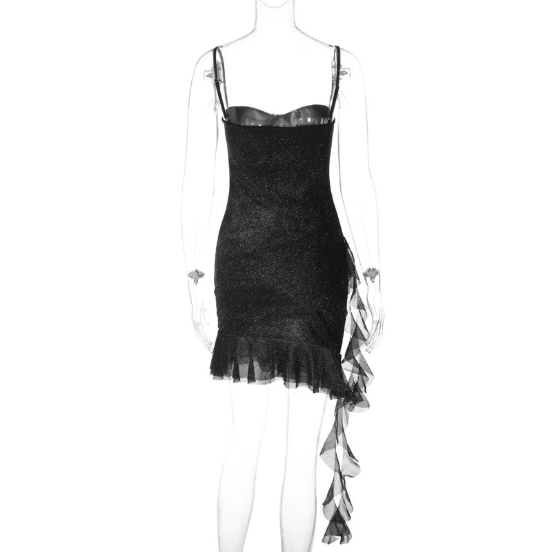 Elegant Silver Ruffles Mini Party Dress for Women - Image 4
