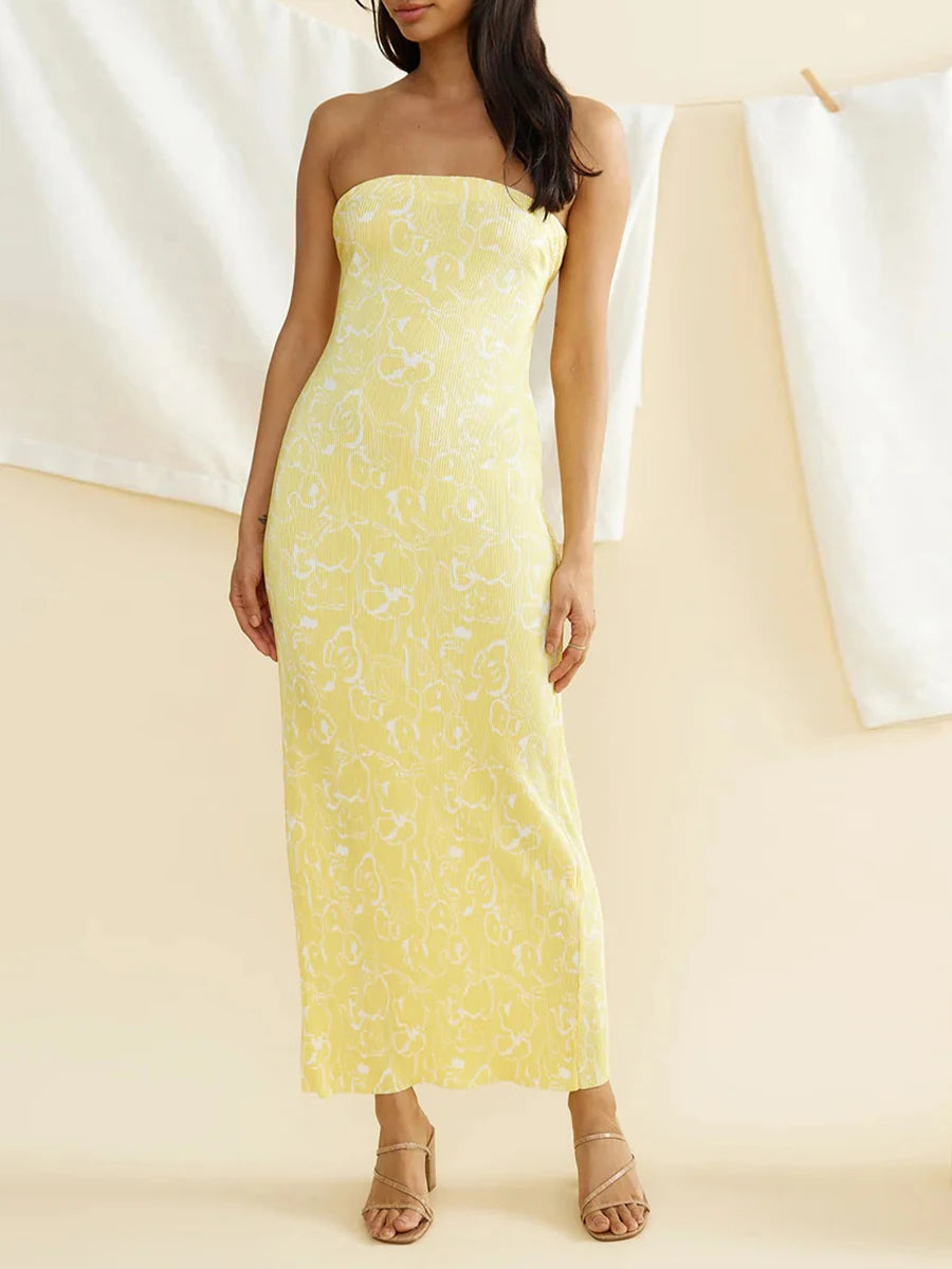 Stylish Women's Summer Tube Dress Fashion Print Bodycon Sundress