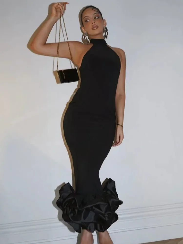 Black Mermaid Bodycon Bandage Dress for Summer Parties and Stage - Image 3