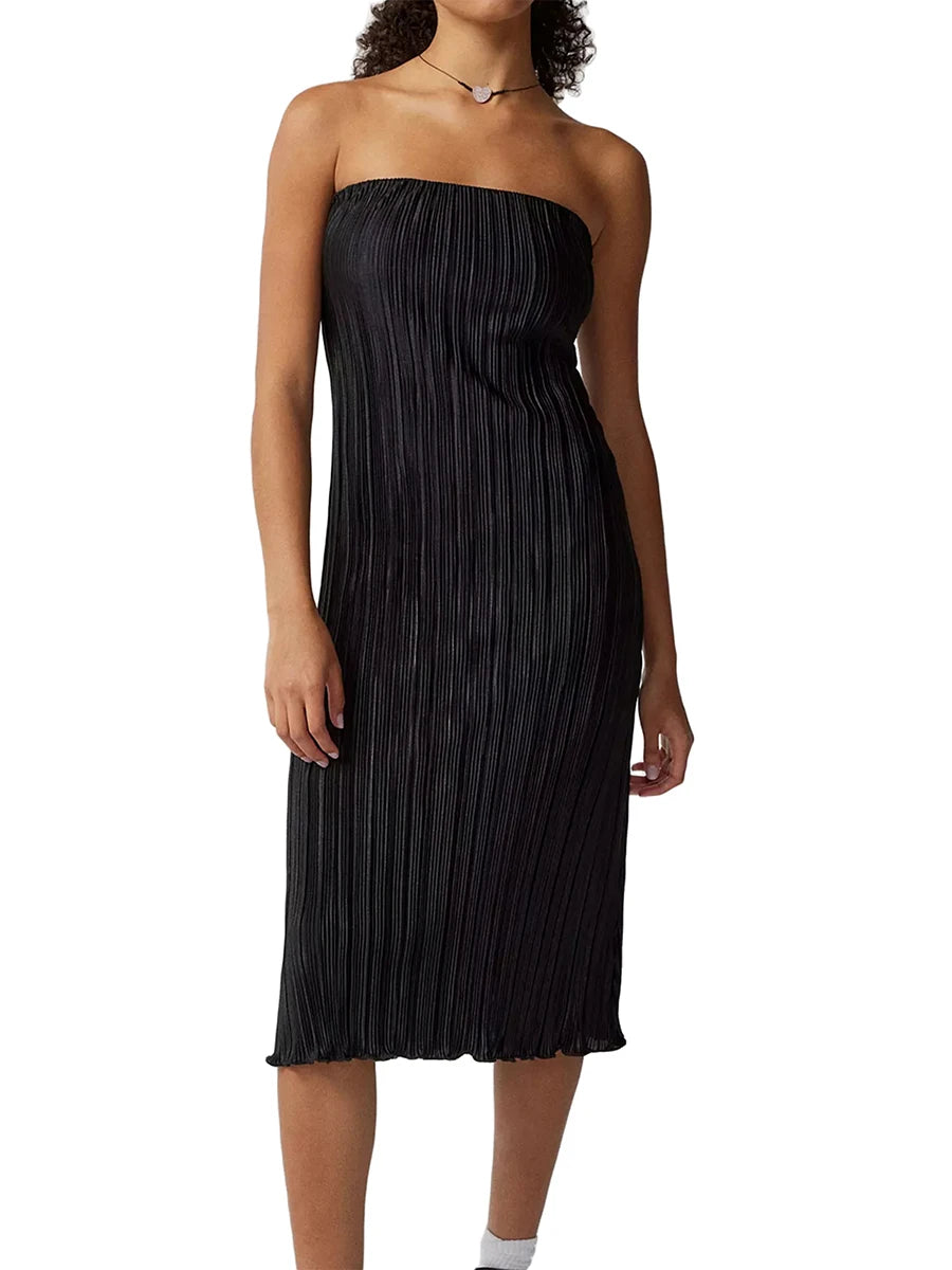 Strapless Tube Top Dress: Sleeveless Solid Color for Women - Image 8