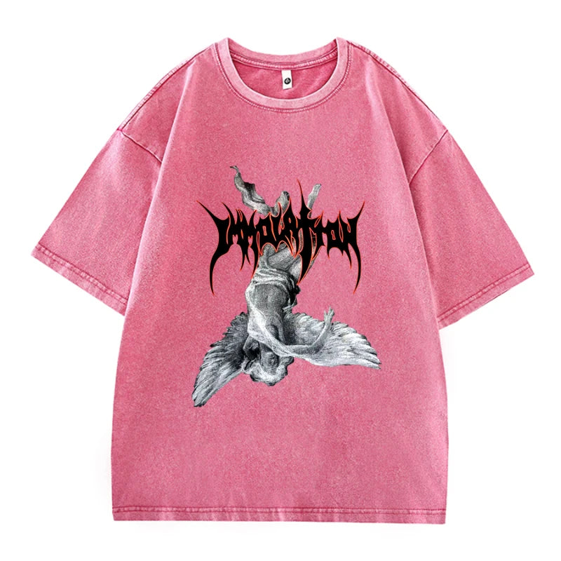 Washed Pink Graphic T-shirt for Men and Women Streetwear Trend - Image 4
