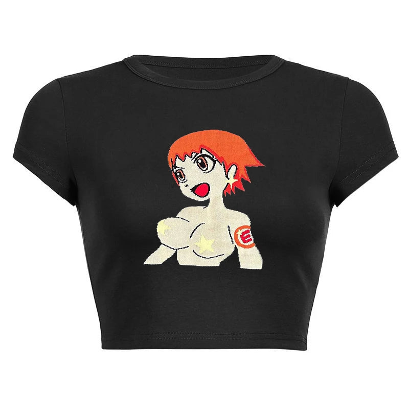 Vintage Gothic Crop Top Tees for Women Streetwear Fashion - Image 7