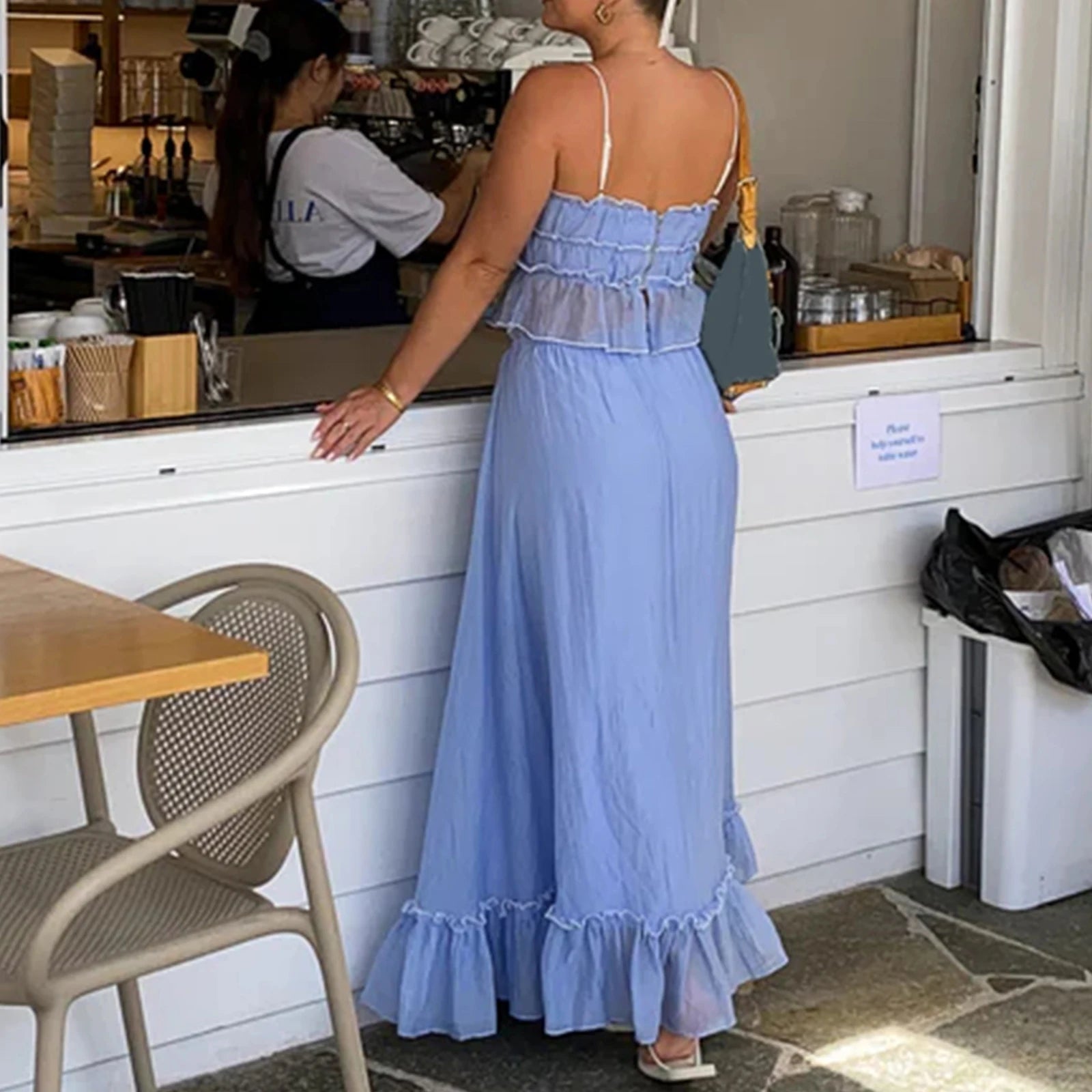 Stylish Women's Patchwork Tank Top and Long Skirt Set - Image 6