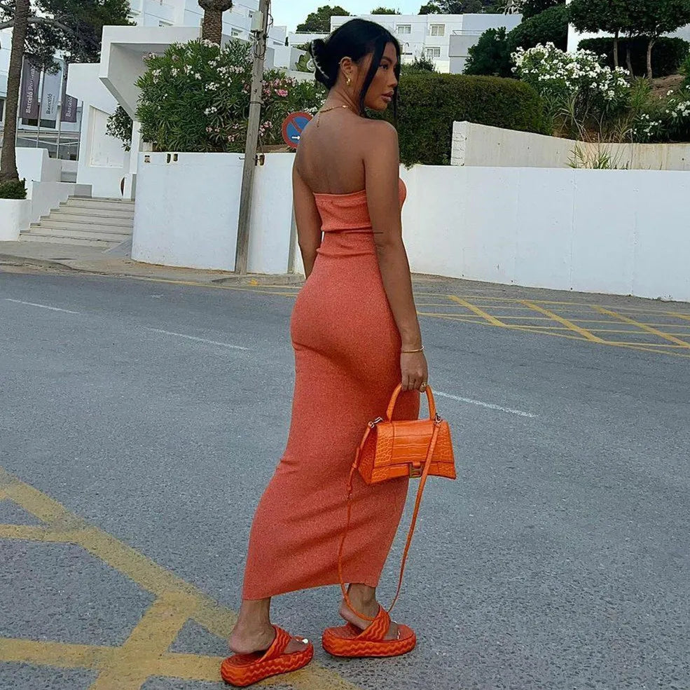 Solid Color Strapless Backless Tube Dress for Women - Image 6