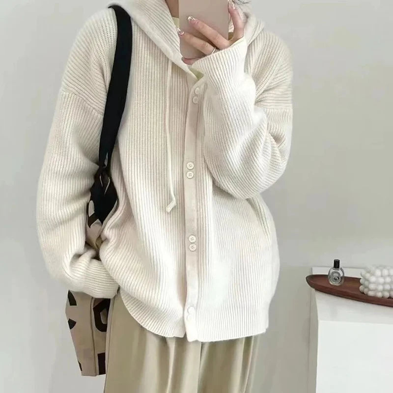 Knitted hooded cardigan for women in candy colors - Image 11