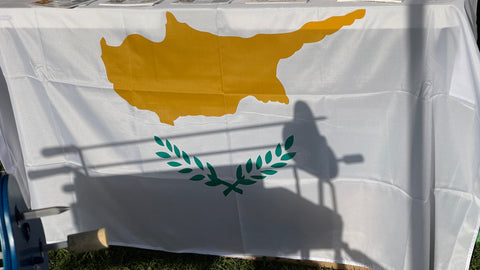 Cyprus Flag with Cyprus BBQ Foukou Silhouette