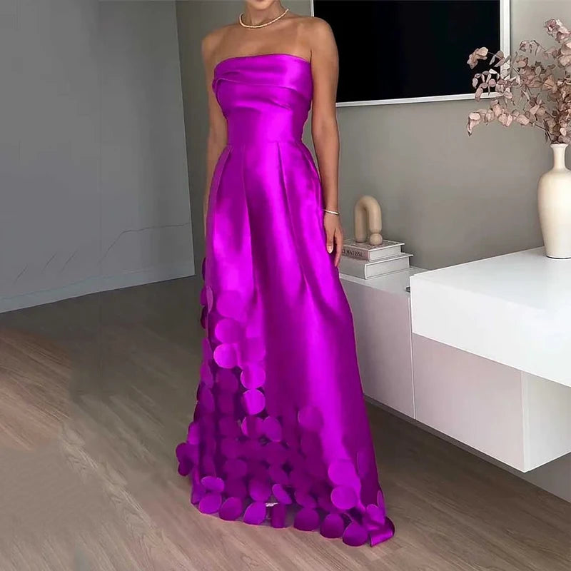 Women's Maxi Dress: Sleeveless Patchwork Tube Dress for Summer Parties - Image 2