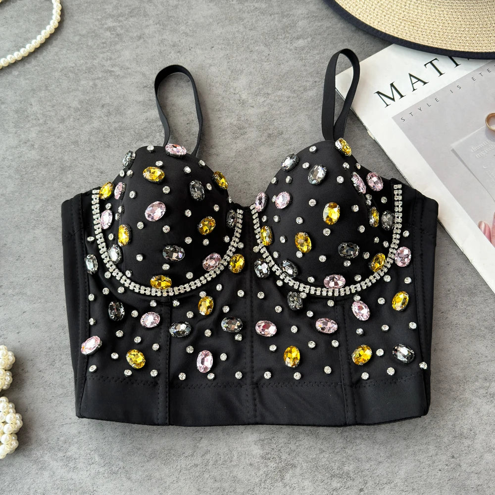 Stylish Women's Tank Top with Built-In Bra and Beading - Image 3
