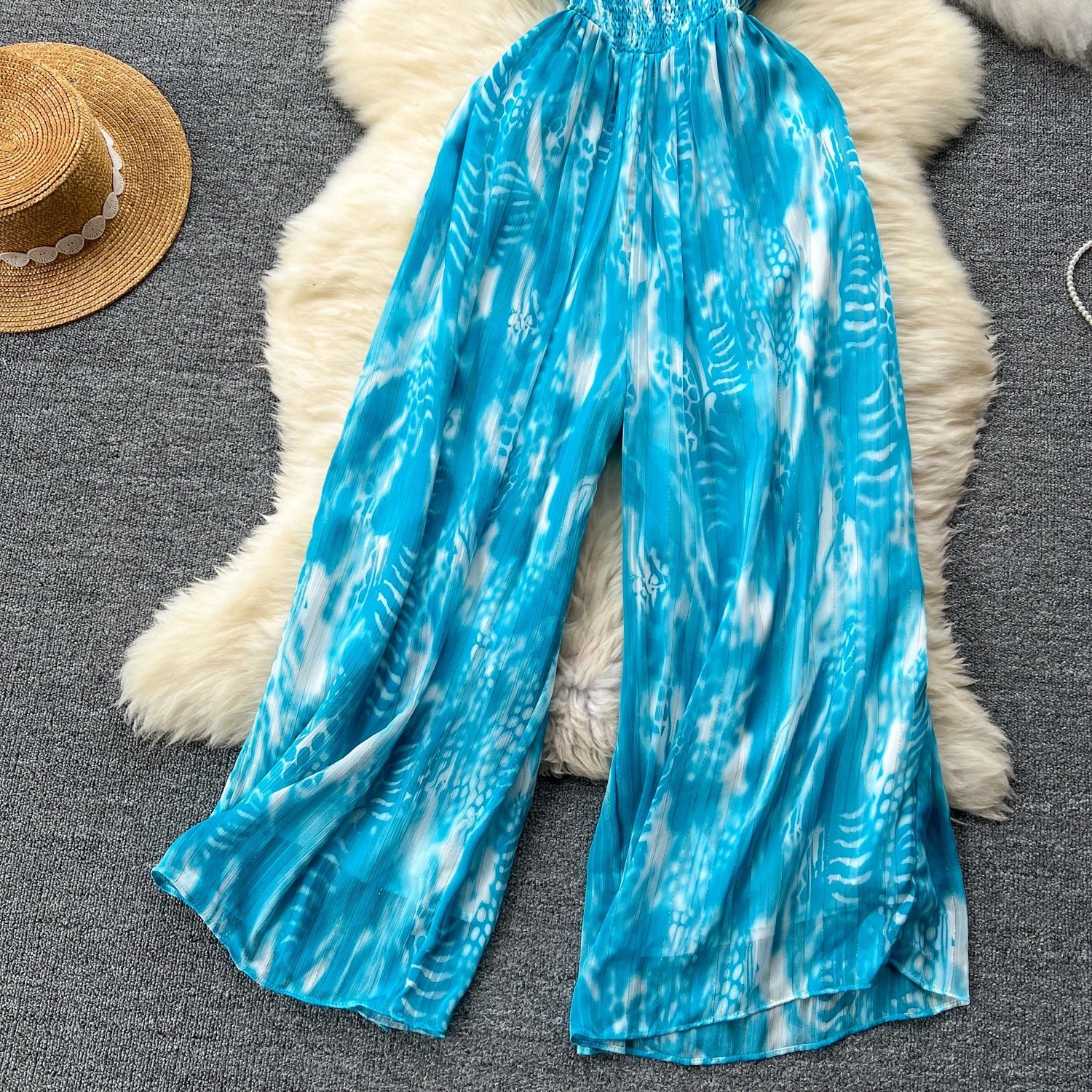 Women's Summer Beach Jumpsuits with Ruffles and Print - Image 4