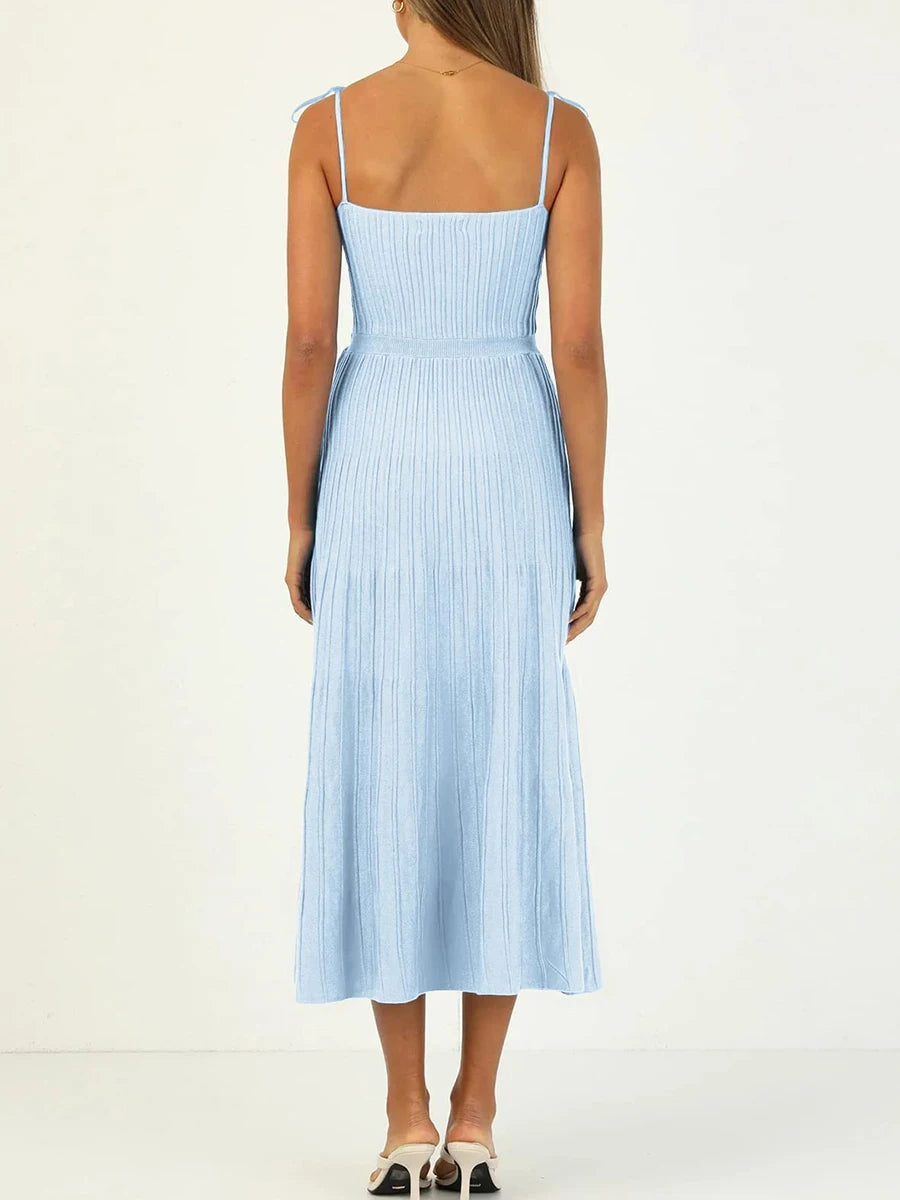 Stylish Womens Summer Knit Sleeveless Tie Shoulder Dress Beachwear - Image 8