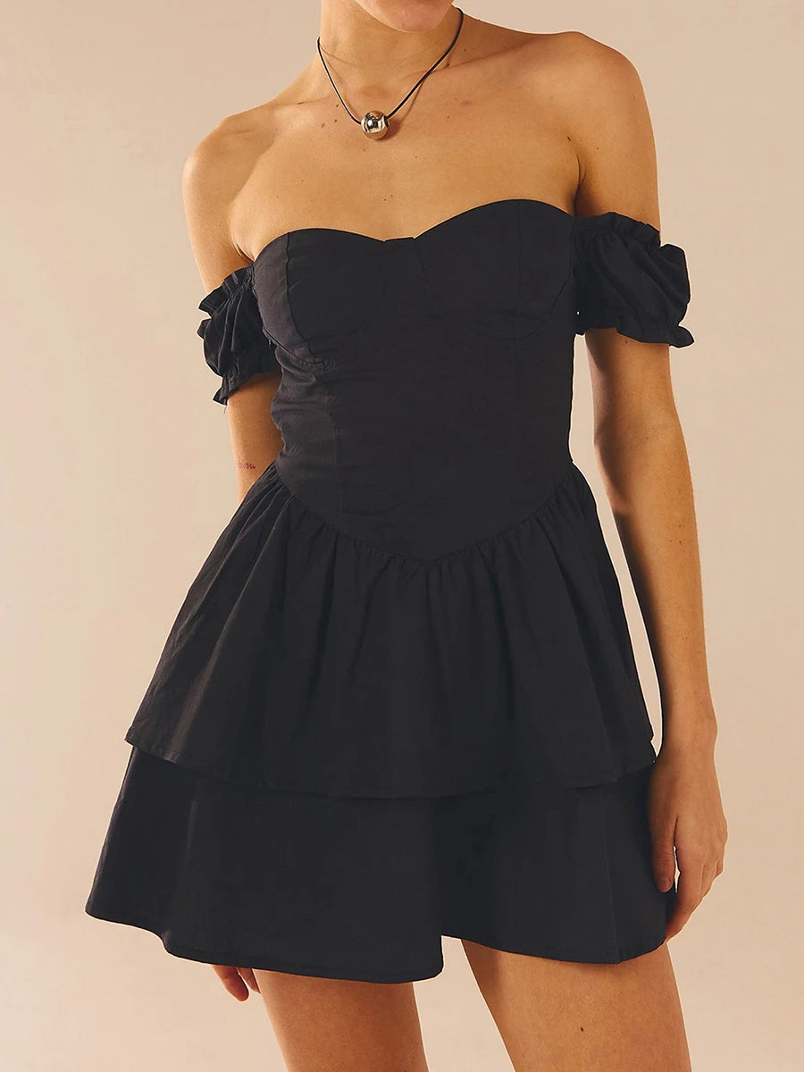 Summer Tube Dress: Solid Color A-Line Strapless Party Dress
