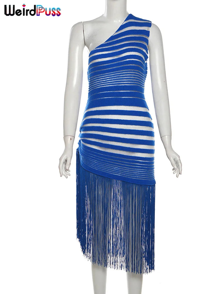 One Shoulder See Through Ruffled Sleeveless Dress ï½¥ï½¥ï½¥ - Image 5
