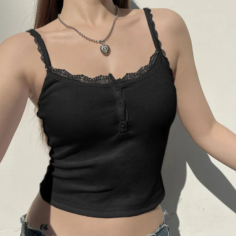 Sleeveless Camisole Tops: Slim Fit Button Down Streetwear Tank - Image 7